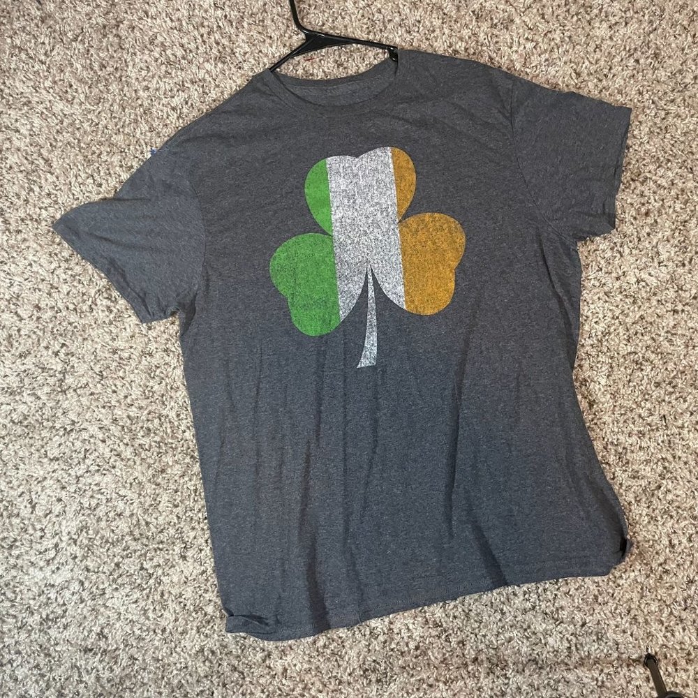 Four Leaf Clover Ireland Flag Shirt Men's Irish Flag - L